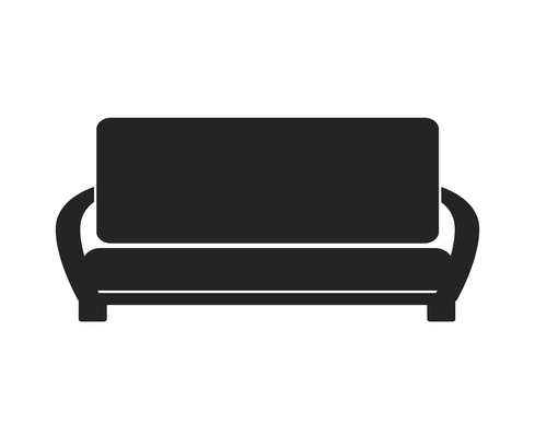 Modern sofa furniture composition with isolated monochrome icon of couch for living room vector illustration
