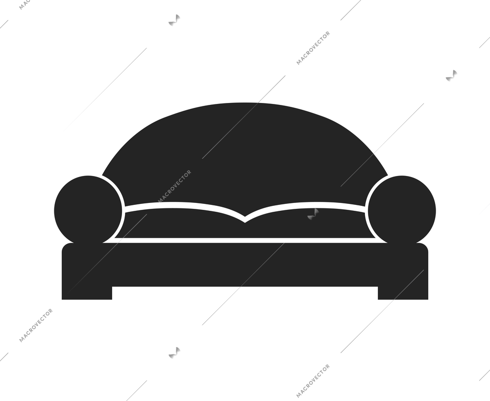 Modern sofa furniture composition with isolated monochrome icon of couch for living room vector illustration