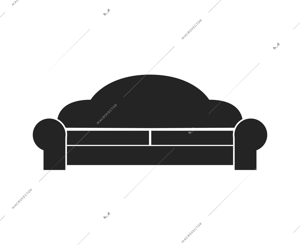 Modern sofa furniture composition with isolated monochrome icon of couch for living room vector illustration