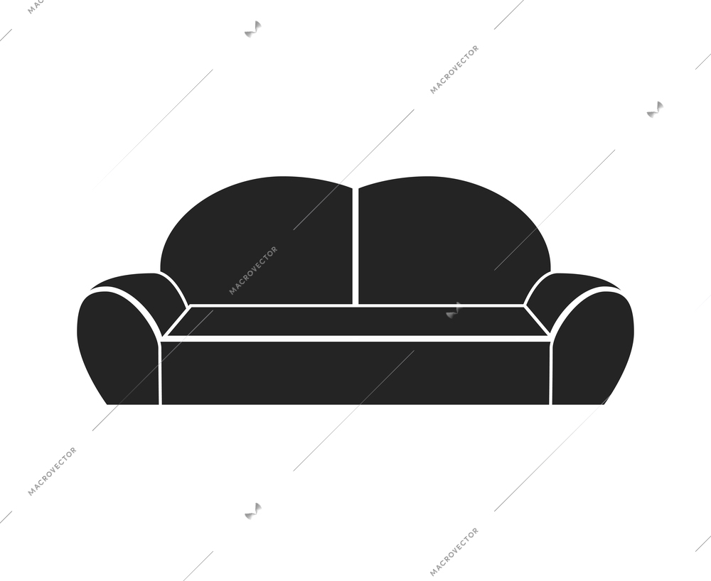 Modern sofa furniture composition with isolated monochrome icon of couch for living room vector illustration