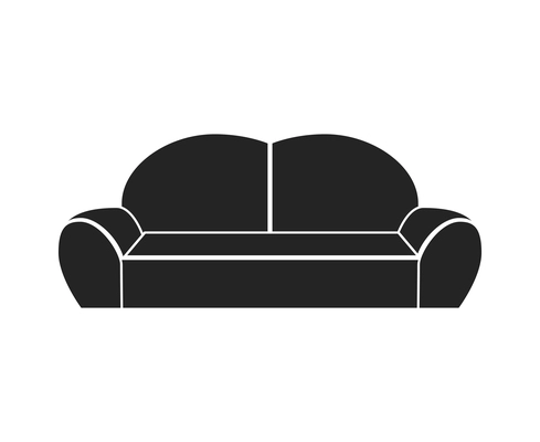 Modern sofa furniture composition with isolated monochrome icon of couch for living room vector illustration