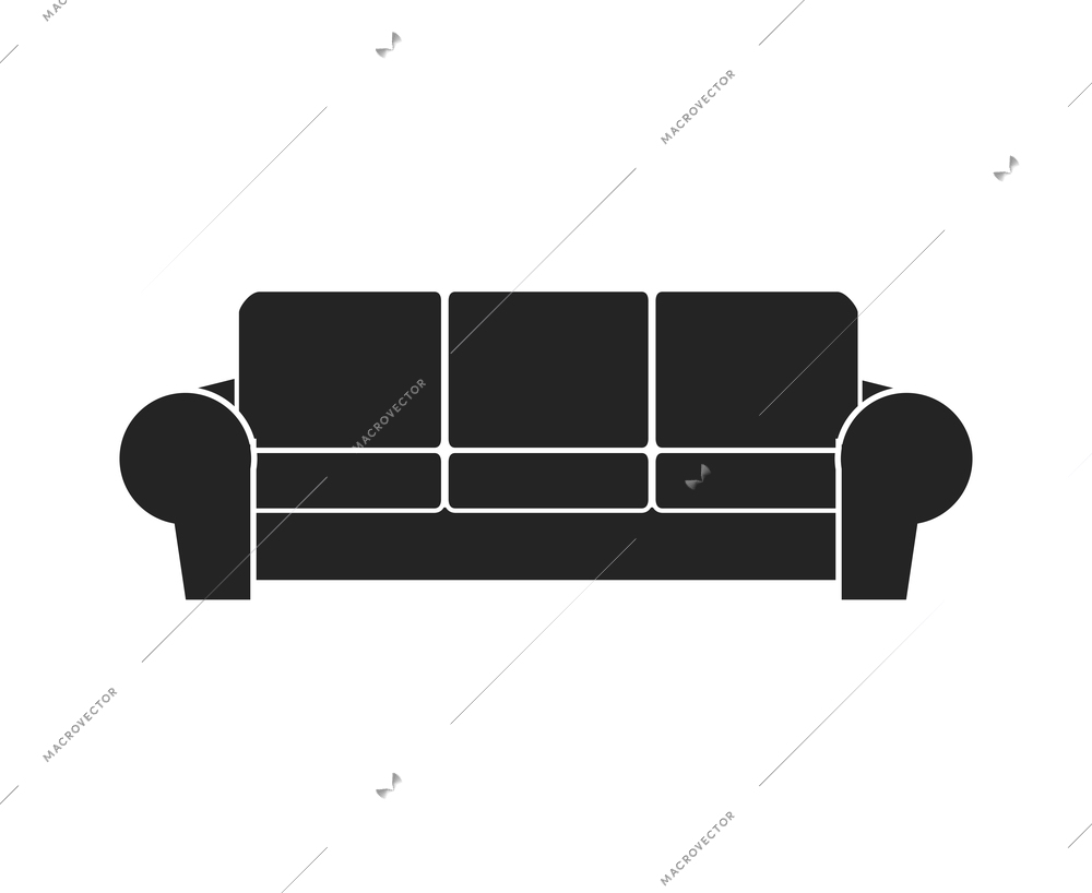 Modern sofa furniture composition with isolated monochrome icon of couch for living room vector illustration