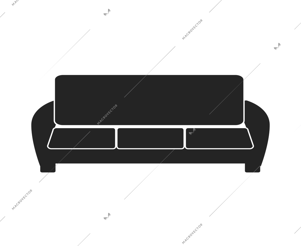 Modern sofa furniture composition with isolated monochrome icon of couch for living room vector illustration