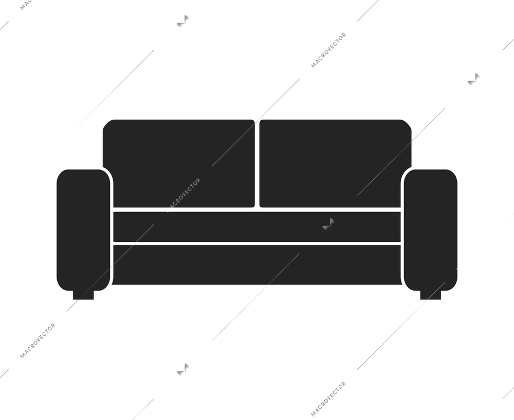 Modern sofa furniture composition with isolated monochrome icon of couch for living room vector illustration