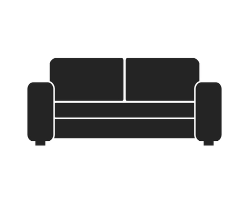 Modern sofa furniture composition with isolated monochrome icon of couch for living room vector illustration