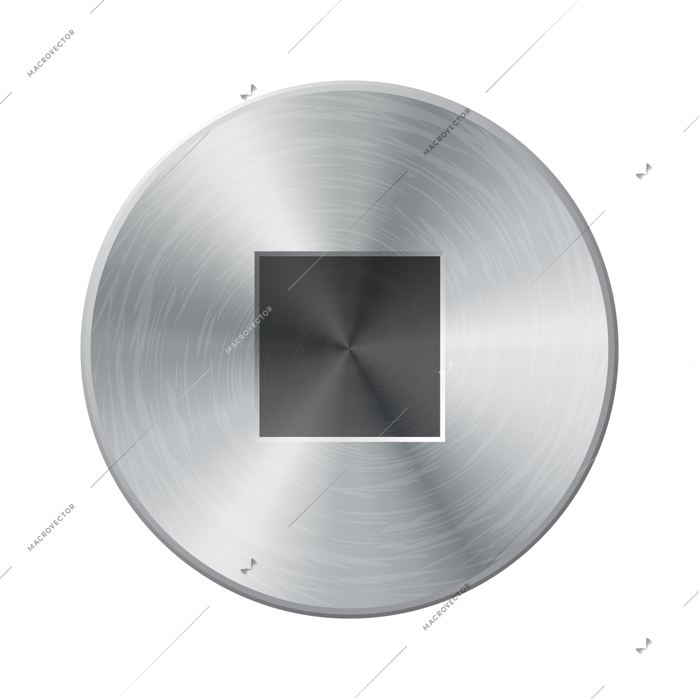 Metal interface buttons composition with isolated image of iron colored control on blank background vector illustration