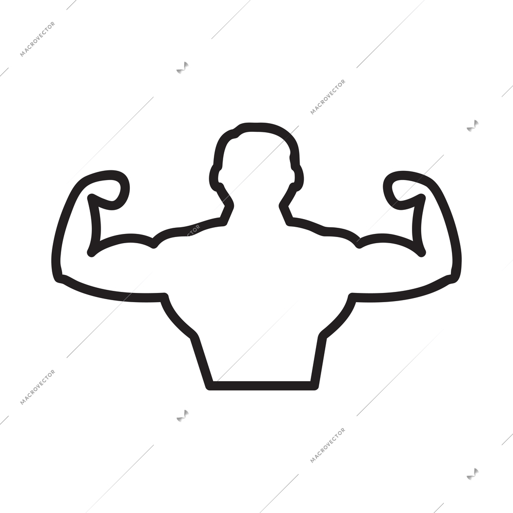 Fitness bodybuilding sport composition with isolated outline icon of strength and training vector illustration