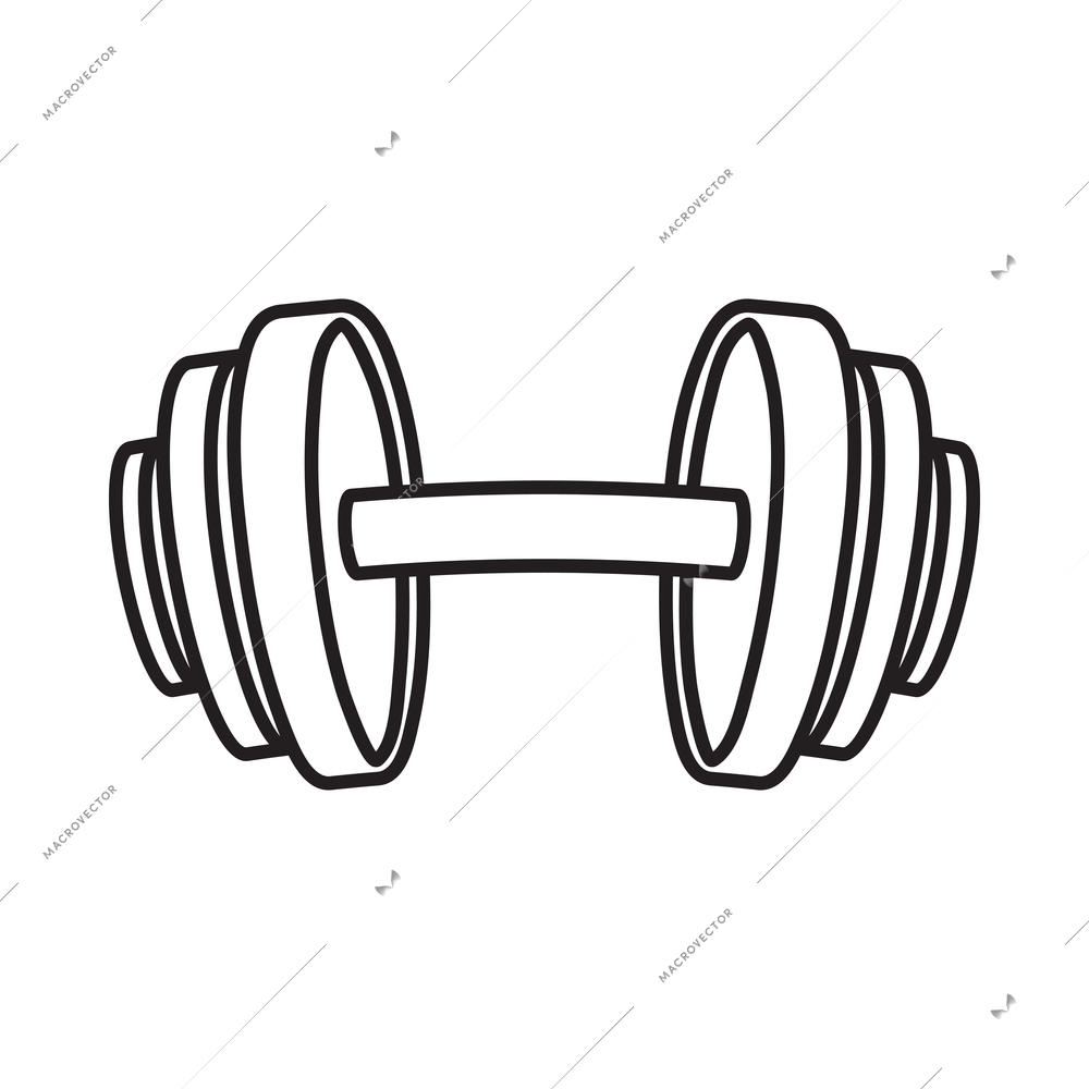 Fitness bodybuilding sport composition with isolated outline icon of strength and training vector illustration