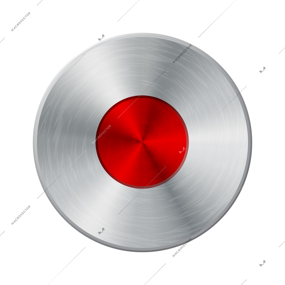 Metal interface buttons composition with isolated image of iron colored control on blank background vector illustration