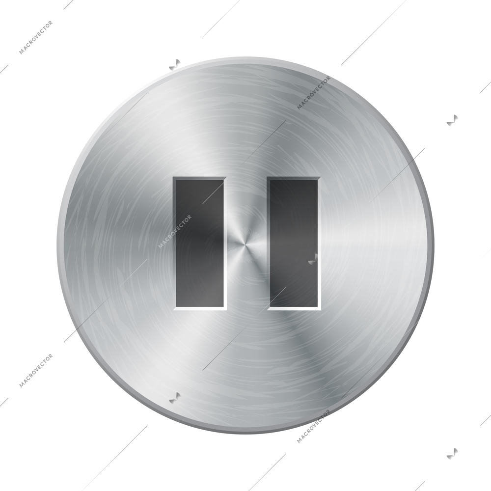 Metal interface buttons composition with isolated image of iron colored control on blank background vector illustration