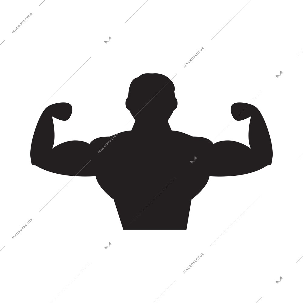 Fitness bodybuilding sport composition with isolated monochrome icon of strength and training vector illustration