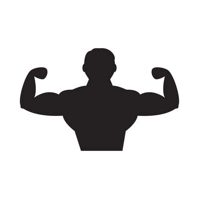 Fitness bodybuilding sport composition with isolated monochrome icon of strength and training vector illustration