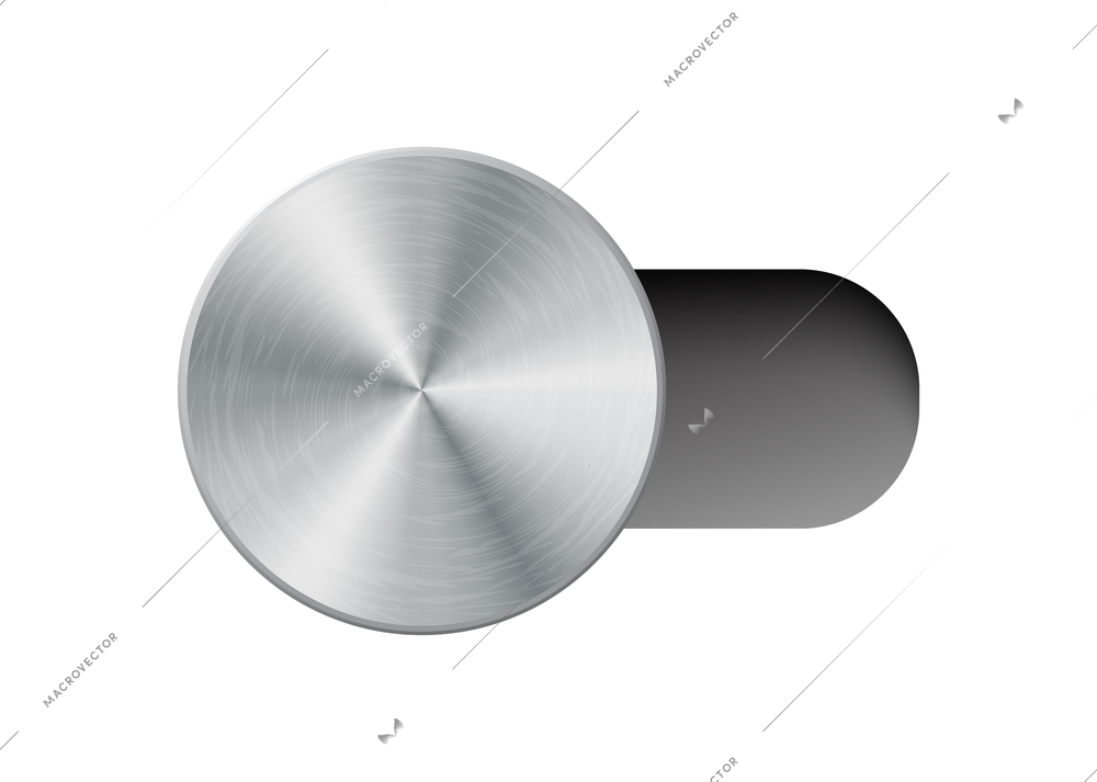 Metal interface buttons composition with isolated image of iron colored control on blank background vector illustration