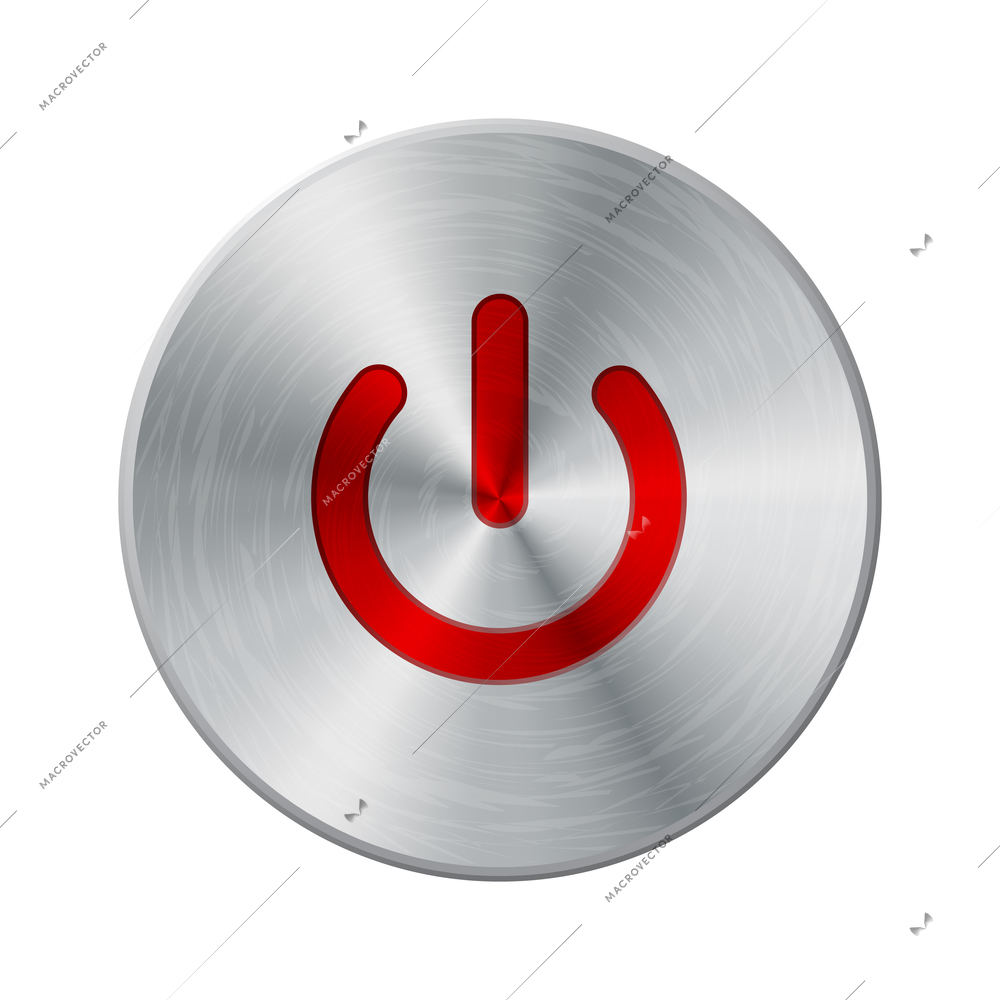 Metal interface buttons composition with isolated image of iron colored control on blank background vector illustration