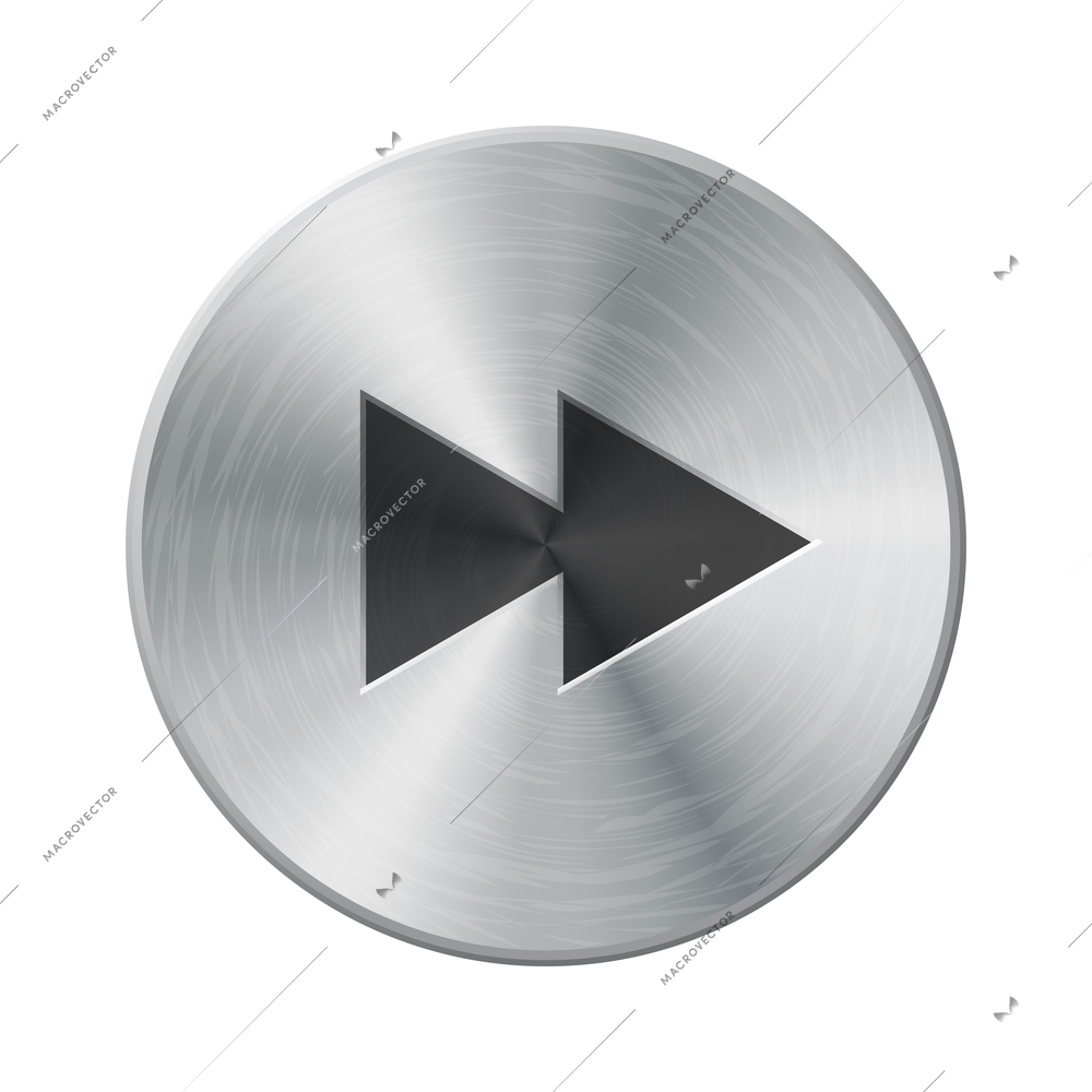 Metal interface buttons composition with isolated image of iron colored control on blank background vector illustration