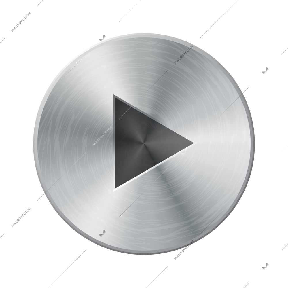 Metal interface buttons composition with isolated image of iron colored control on blank background vector illustration