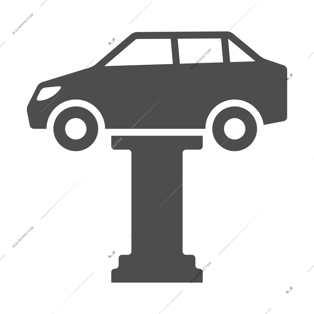 Auto service composition with isolated car maintenance monochrome icon on blank background vector illustration