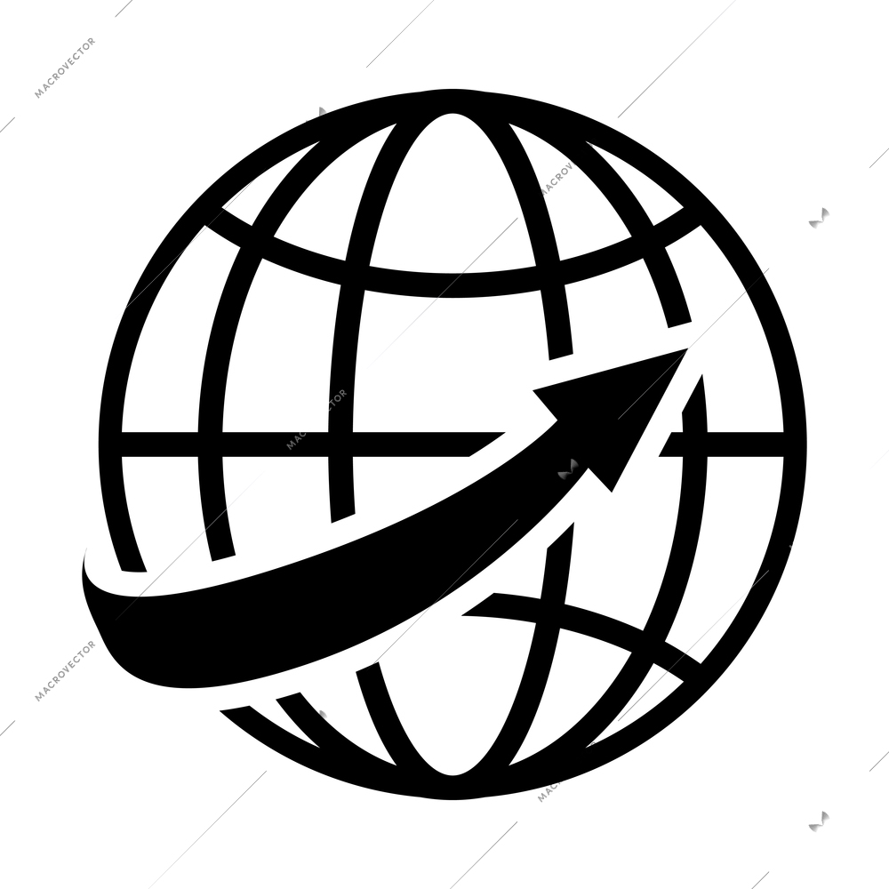 Logistic global supply chain composition with isolated monochrome shipping delivery icon on blank background vector illustration