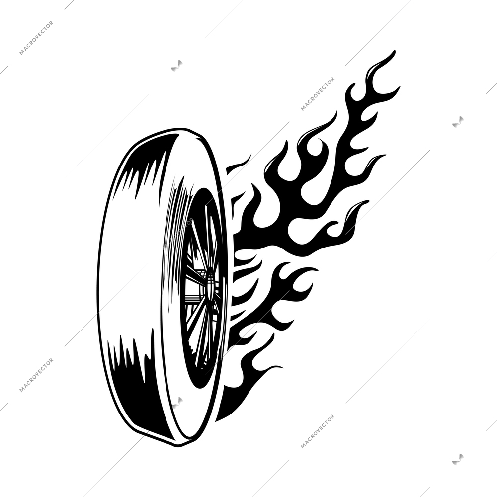 Motorcycle label composition with monochrome moto racing club artwork on blank background vector illustration