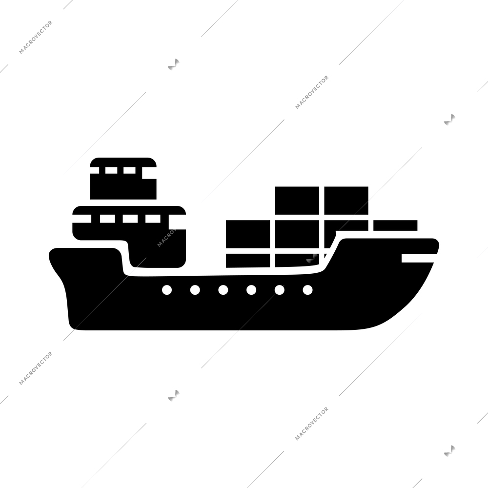 Logistic global supply chain composition with isolated monochrome shipping delivery icon on blank background vector illustration