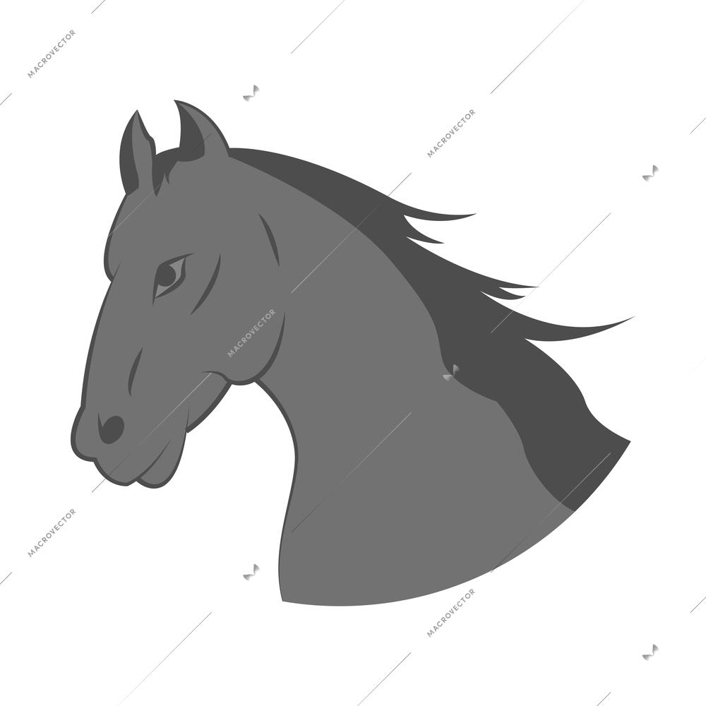 Horse icons composition with isolated image of horse head on blank background vector illustration