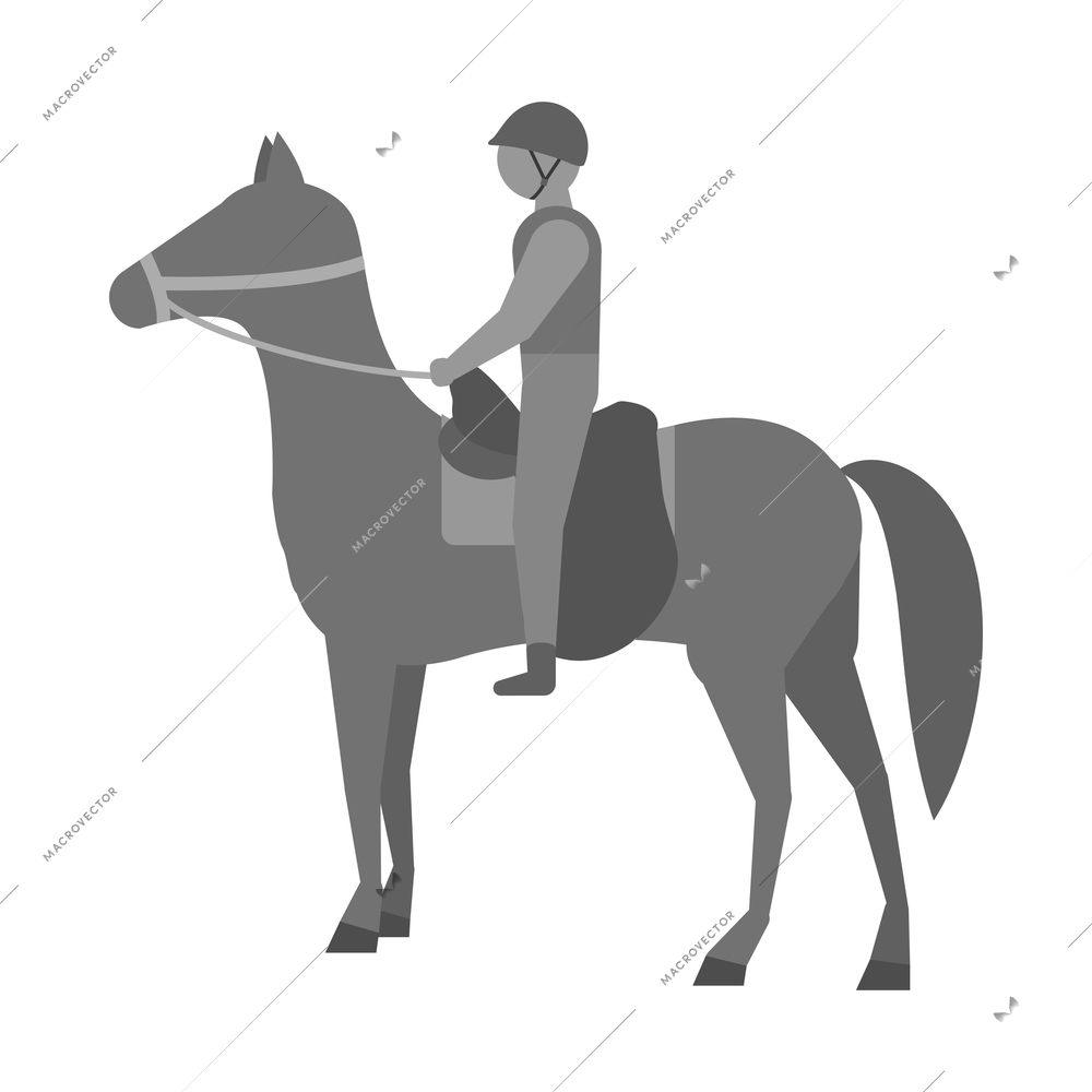 Horse composition with isolated silhouette icon of horse with rider on blank background vector illustration