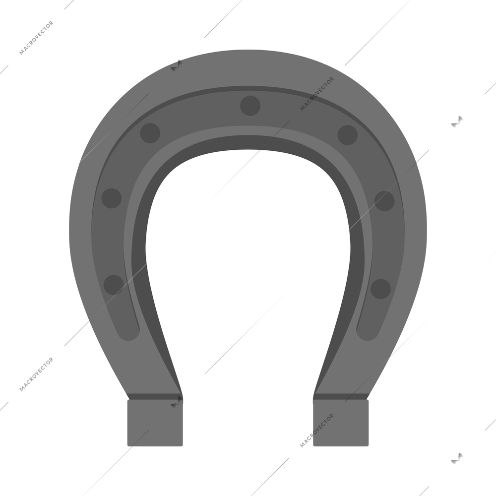 Horse icons composition with isolated image of horseshoe on blank background vector illustration