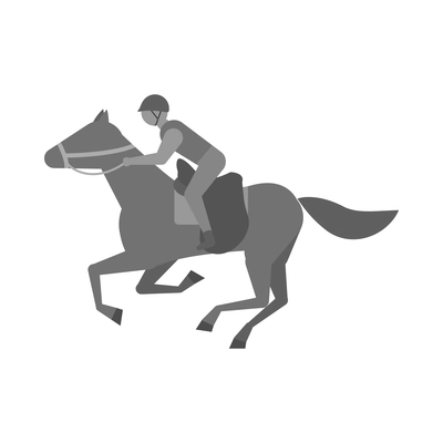 Horse composition with isolated silhouette icon of horse with rider on blank background vector illustration