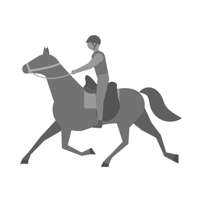 Horse composition with isolated silhouette icon of horse with rider on blank background vector illustration