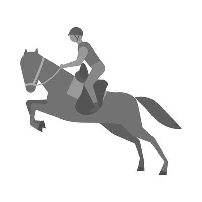 Horse composition with isolated silhouette icon of horse with rider on blank background vector illustration