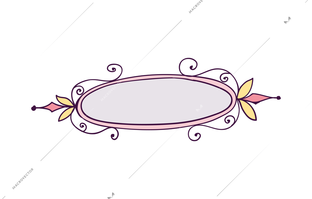 Composition with doodle style hand drawn frames and design elements for decoration with flowers isolated vector illustration