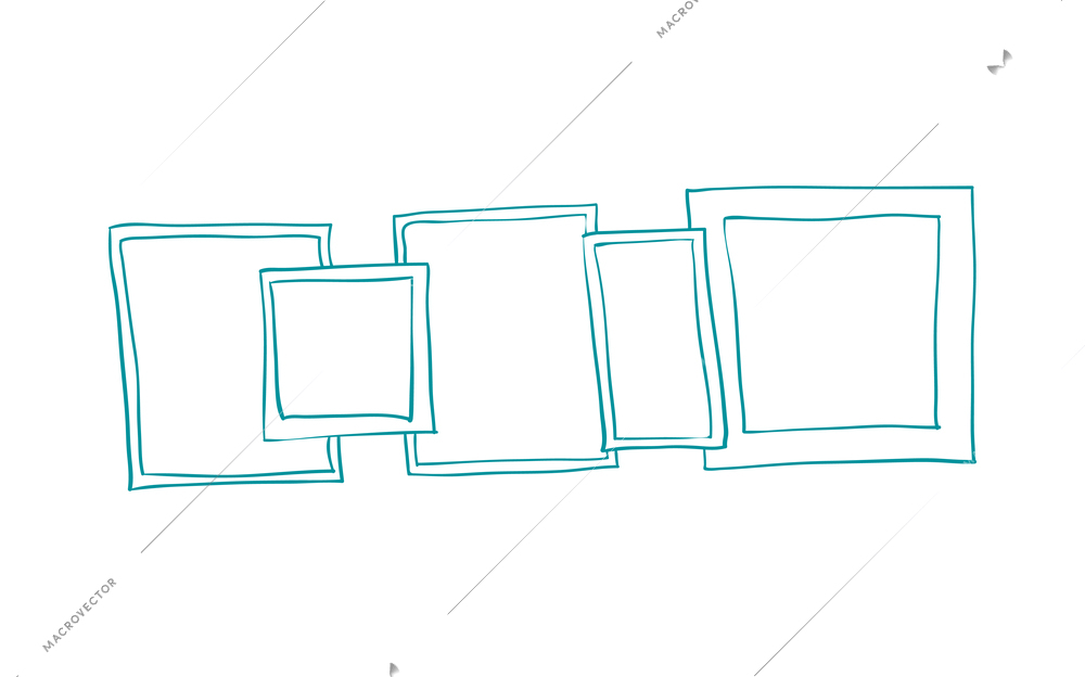 Composition with doodle style hand drawn frames and design elements for decoration with flowers isolated vector illustration