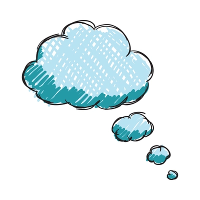 Doodle comic speech bubble composition with isolated image of colored sketch style chat cloud vector illustration