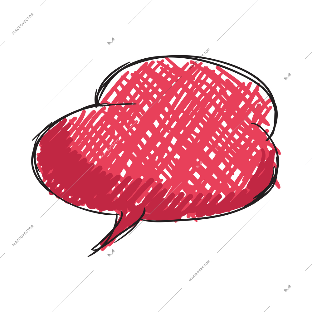 Doodle comic speech bubble composition with isolated image of colored sketch style chat cloud vector illustration