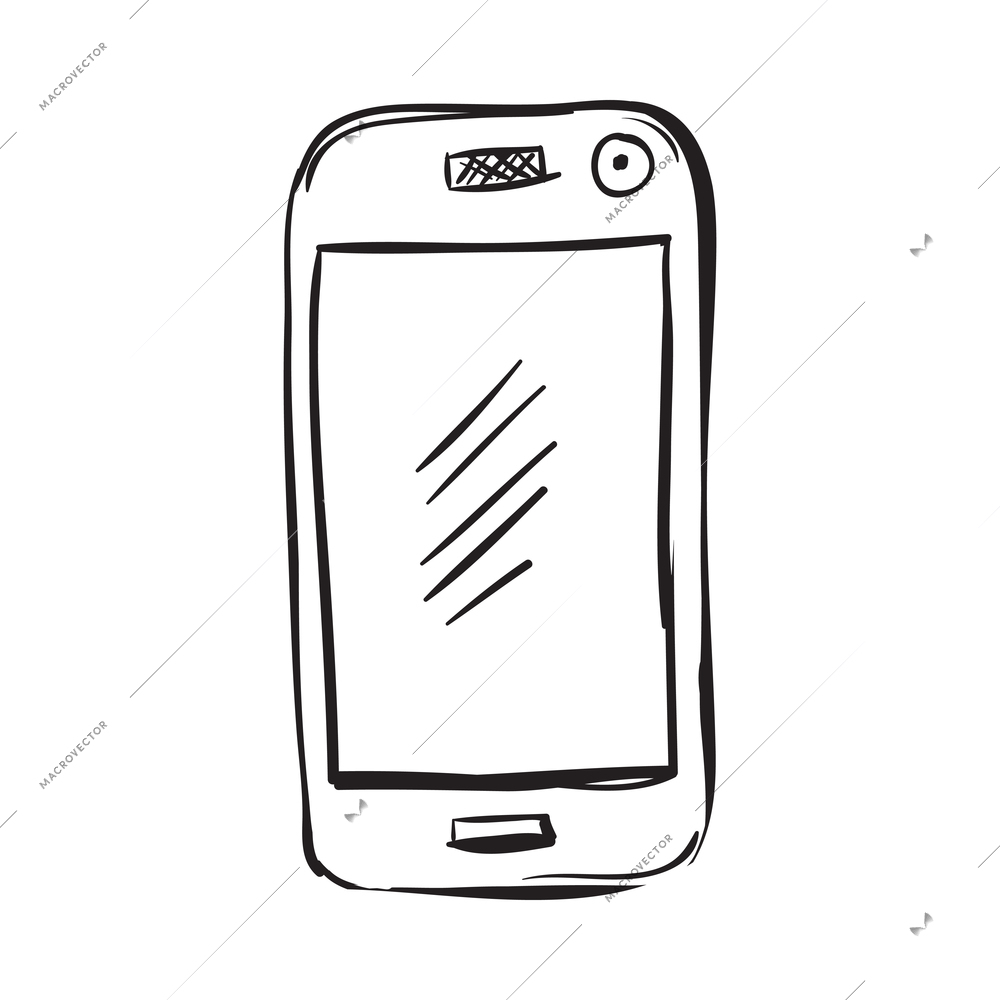 Doodle social media composition with isolated sketch style monochrome image vector illustration