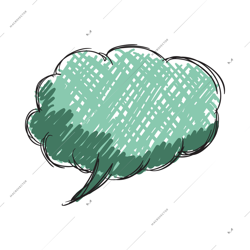 Doodle comic speech bubble composition with isolated image of colored sketch style chat cloud vector illustration