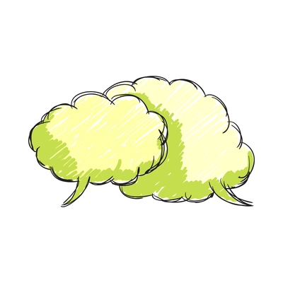 Doodle comic speech bubble composition with isolated image of colored sketch style chat cloud vector illustration