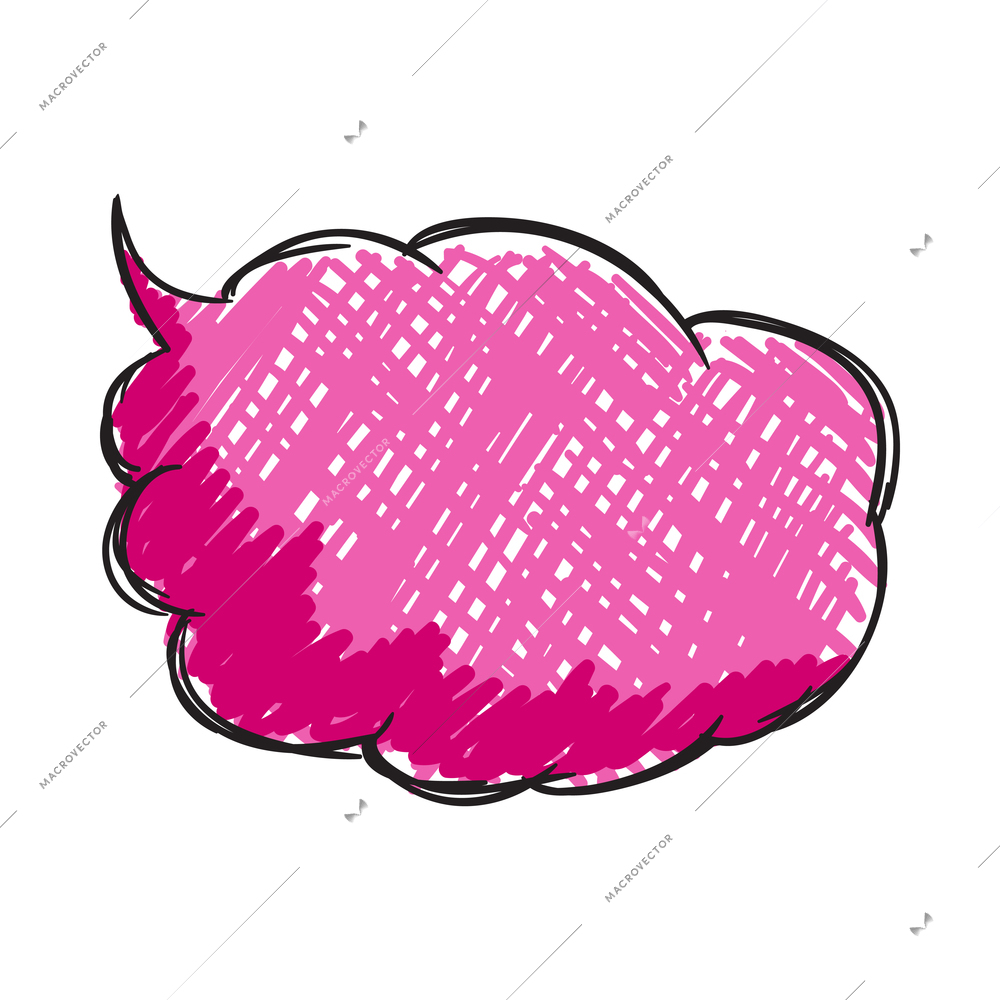 Doodle comic speech bubble composition with isolated image of colored sketch style chat cloud vector illustration