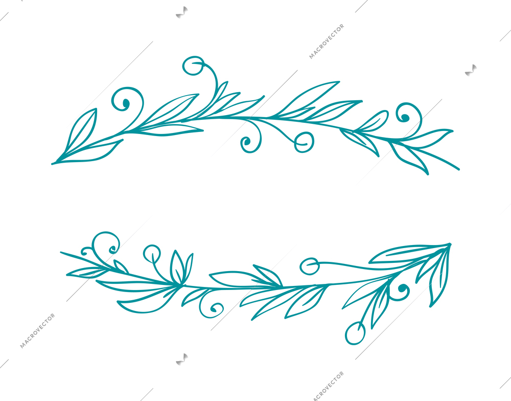 Composition with doodle style hand drawn frames and design elements for decoration with flowers isolated vector illustration