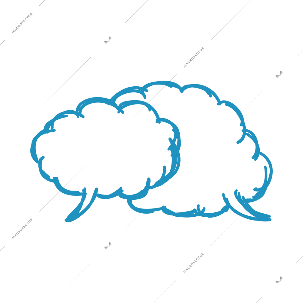 Doodle comic speech bubble composition with isolated image of empty sketch style chat cloud vector illustration