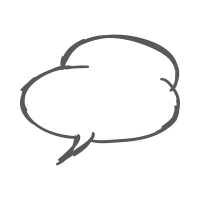 Doodle comic speech bubble composition with isolated image of empty sketch style chat cloud vector illustration