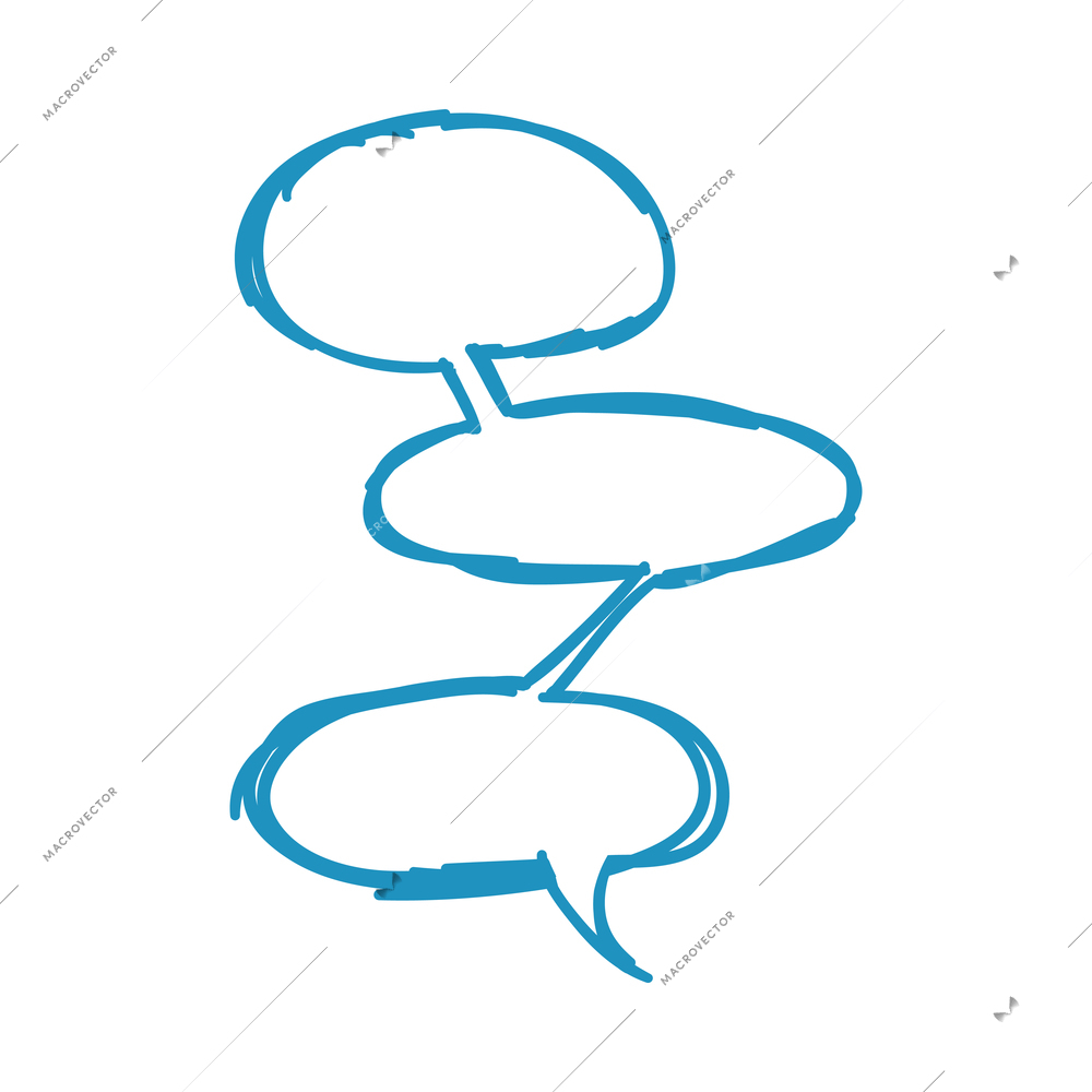 Doodle comic speech bubble composition with isolated image of empty sketch style chat cloud vector illustration