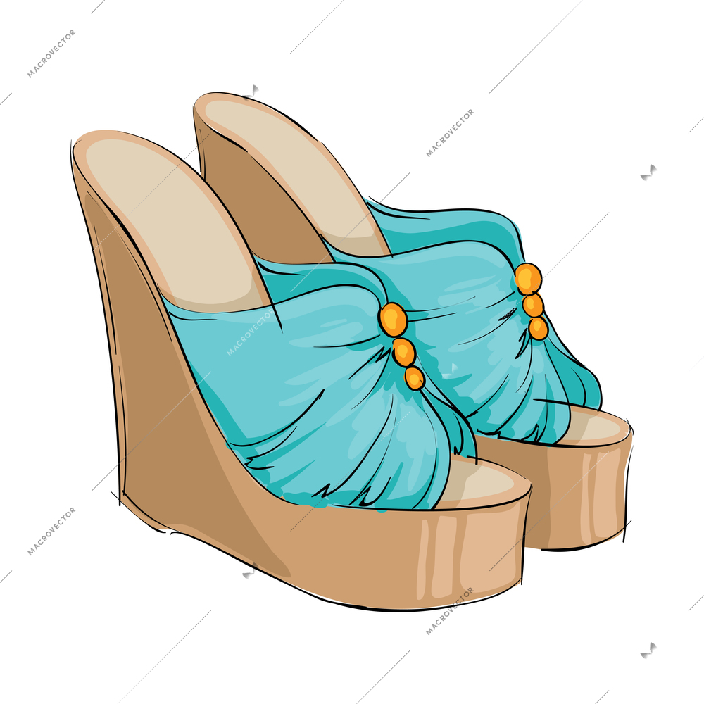 Fashion shoes composition with isolated image of fashionable female shoes vector illustration