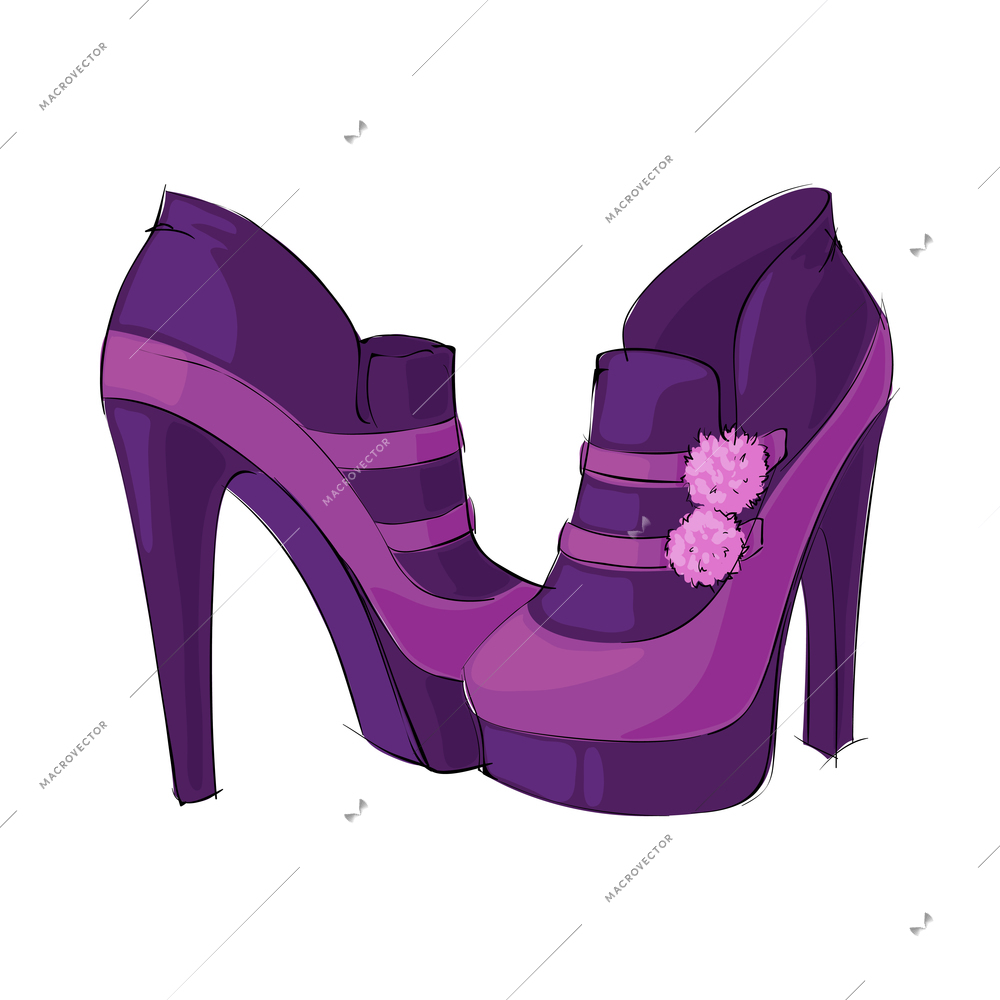 Fashion shoes composition with isolated image of fashionable female shoes vector illustration