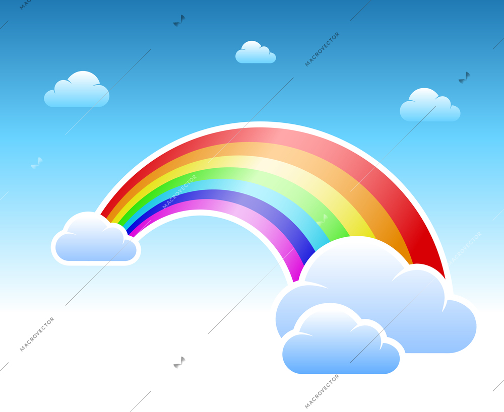Abstract rainbow and clouds symbol vector illustration