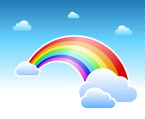 Abstract rainbow and clouds symbol vector illustration