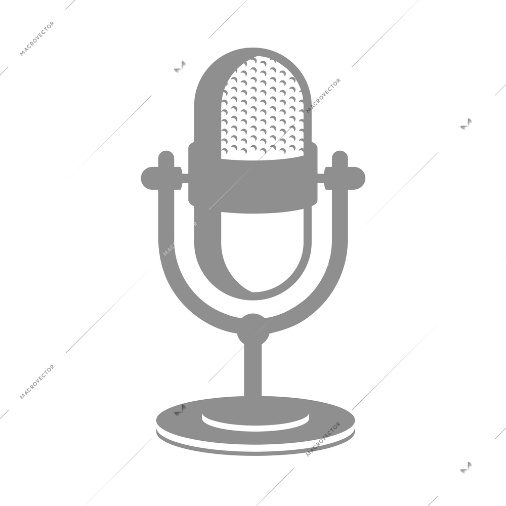 Retro microphone grey icon isolated vector illustration