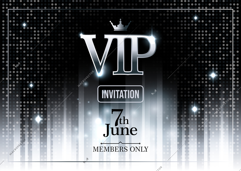 Vip club party premium horizontal poster with silver dots and vertical lines with editable ornate text vector illustration