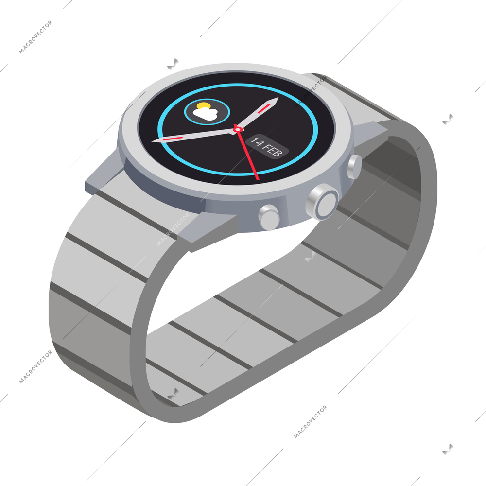 Wearable technology isometric composition with isolated image of smart gadget on blank background vector illustration