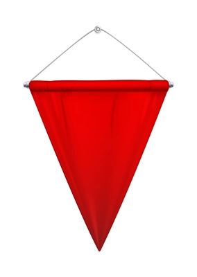 Pennants red realistic composition with isolated image of empty pennon hanging on string vector illustration